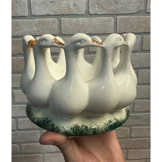 Vintage Porcelain Circle Of 12 Geese Centerpiece Fruit Bowl Made In Germany