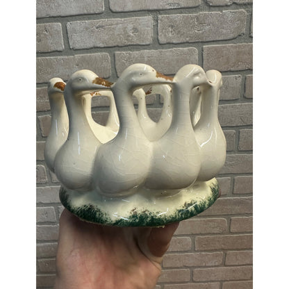 Vintage Porcelain Circle Of 12 Geese Centerpiece Fruit Bowl Made In Germany