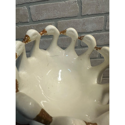 Vintage Porcelain Circle Of 12 Geese Centerpiece Fruit Bowl Made In Germany