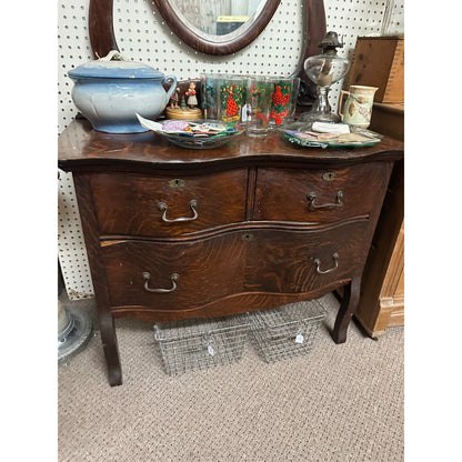 Antique Oak Dresser W/ Mirror Back - Needs Refinish Work