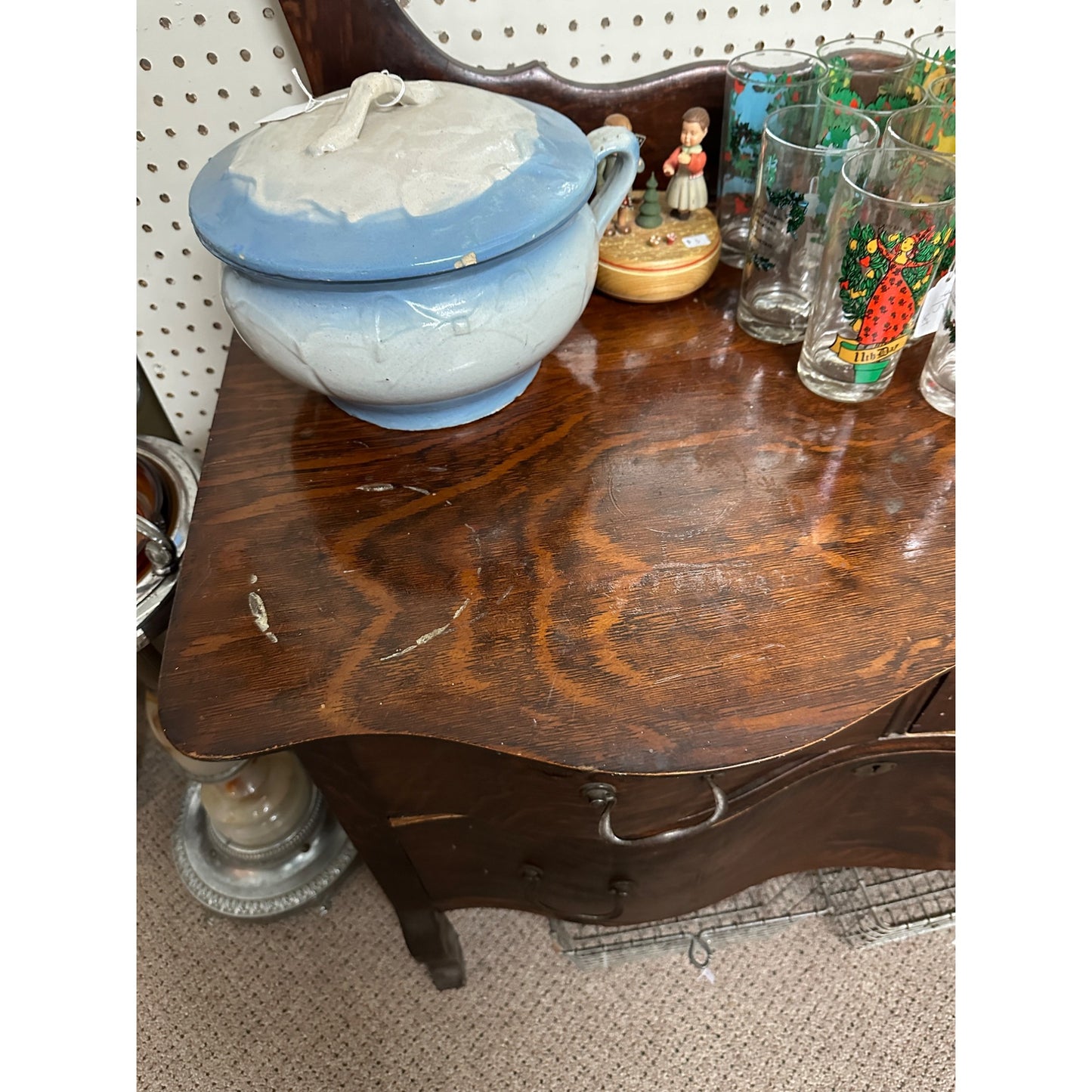 Antique Oak Dresser W/ Mirror Back - Needs Refinish Work