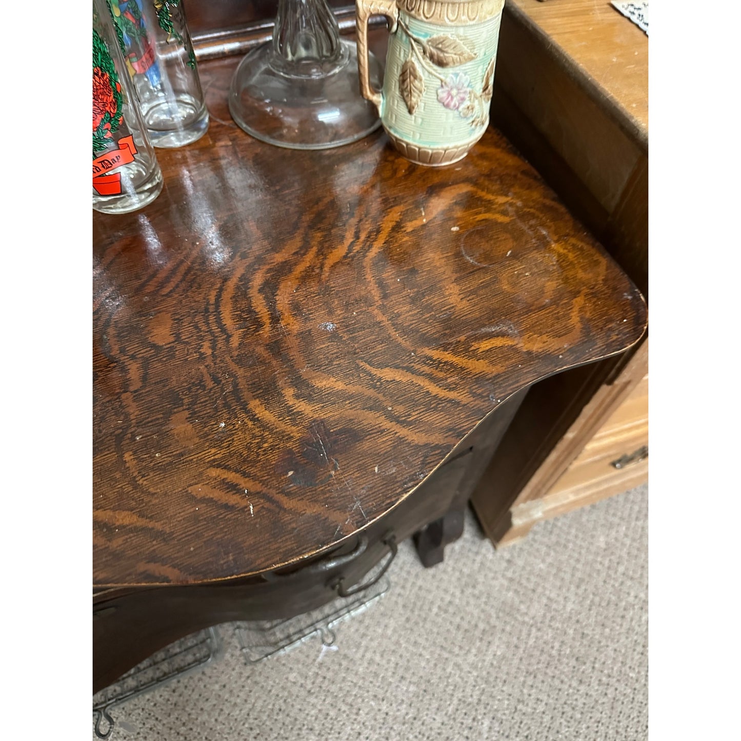 Antique Oak Dresser W/ Mirror Back - Needs Refinish Work