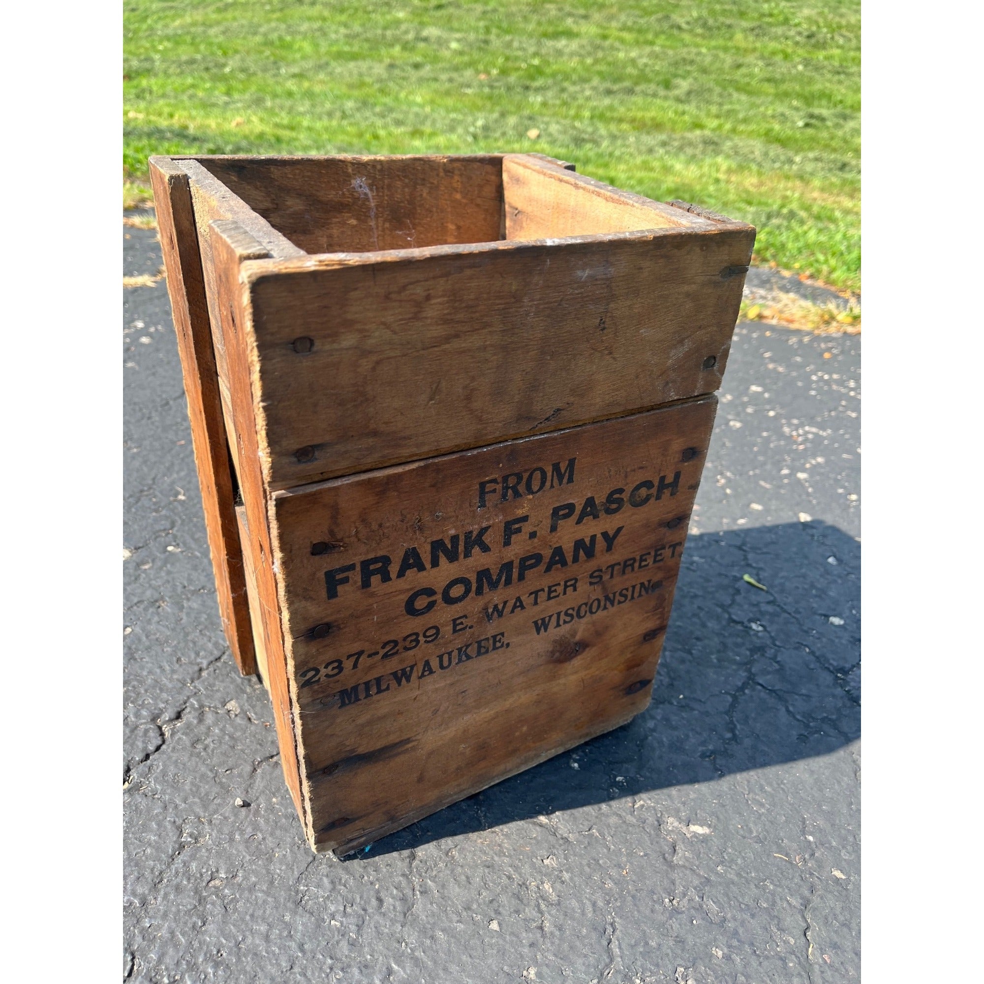 Vintage Frank Pasch Milwaukee Wis Soda Advertising Wood Crate Kiel Bottling Works