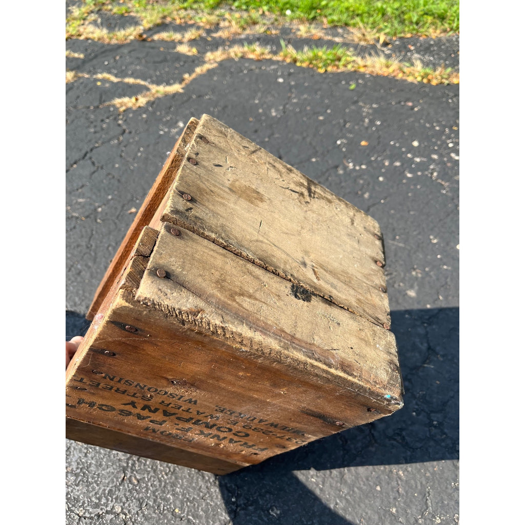 Vintage Frank Pasch Milwaukee Wis Soda Advertising Wood Crate Kiel Bottling Works