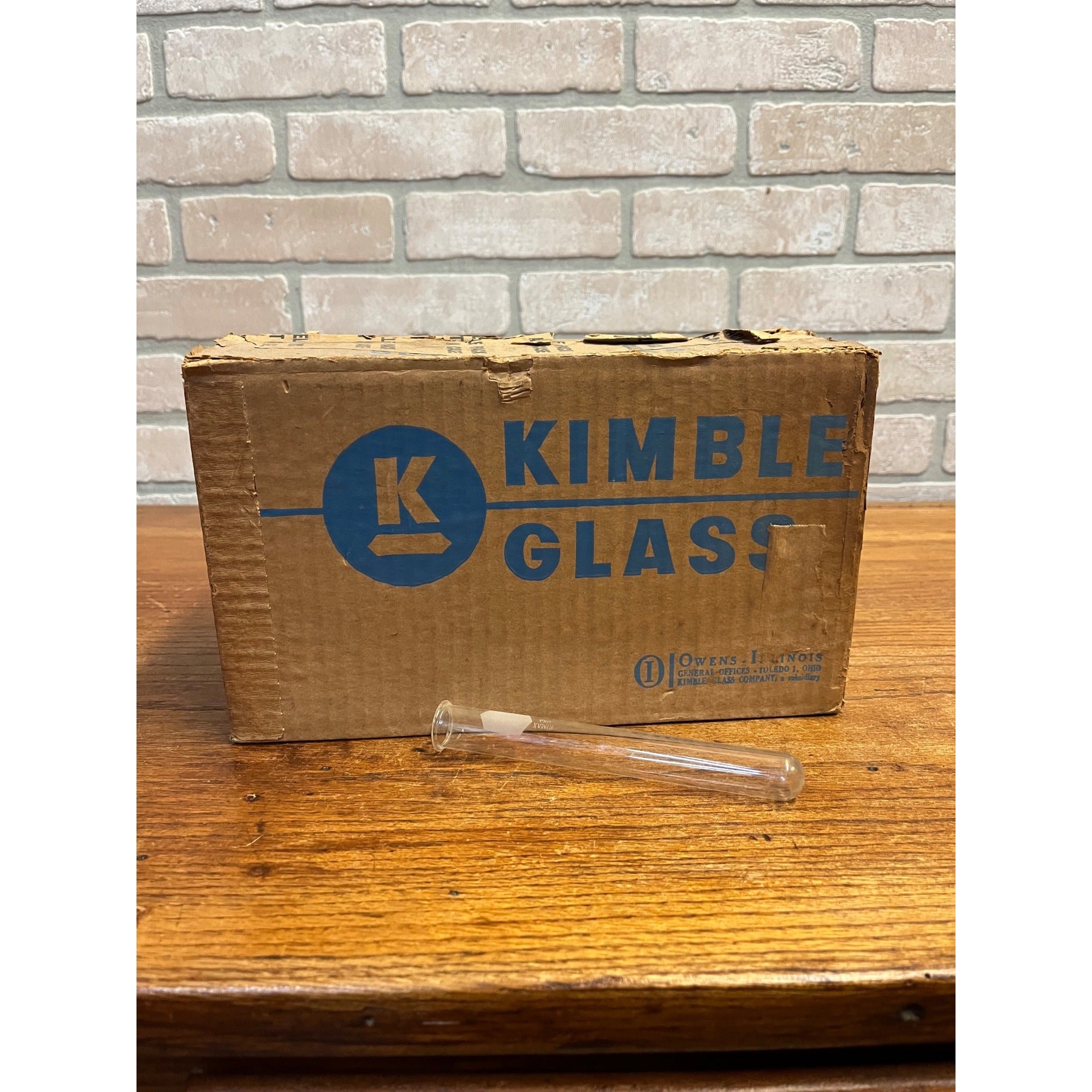 Vintage Box of Kimble Glass Laboratory Pharmacy Tubes 53pc Kimax 6" Long