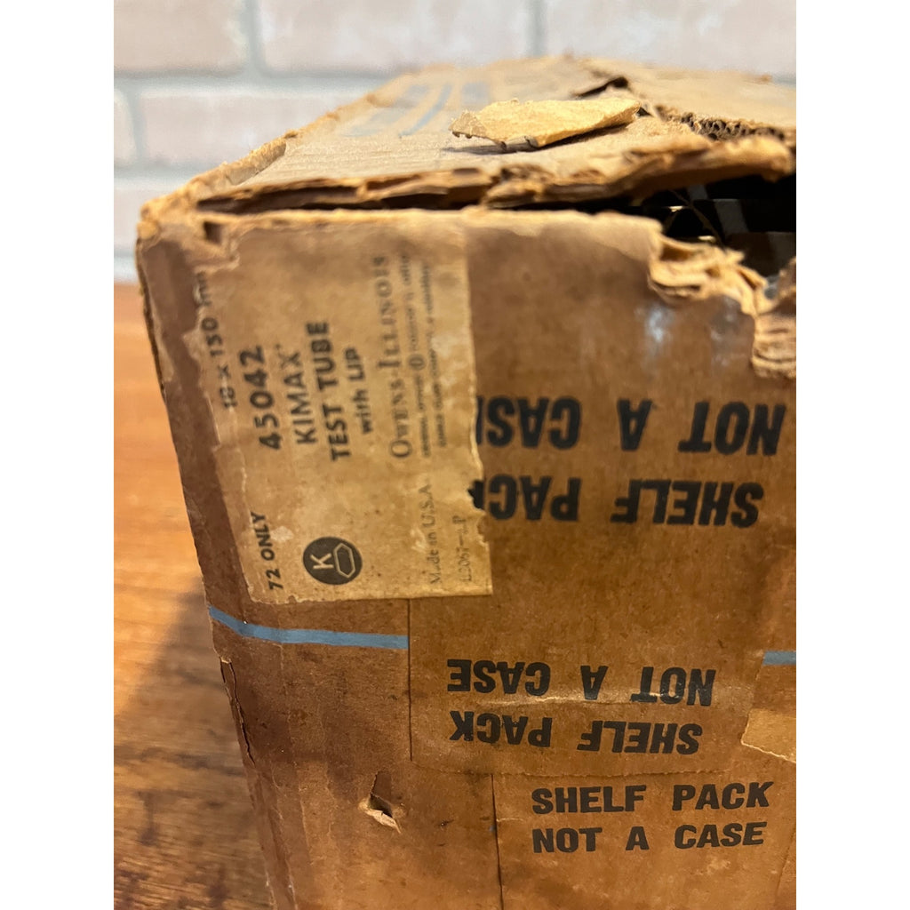 Vintage Box of Kimble Glass Laboratory Pharmacy Tubes 53pc Kimax 6" Long