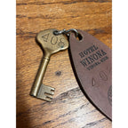 Vintage Hotel Winona Minnesota Skeleton Brass Key and Wood Fob Room 408 Rare