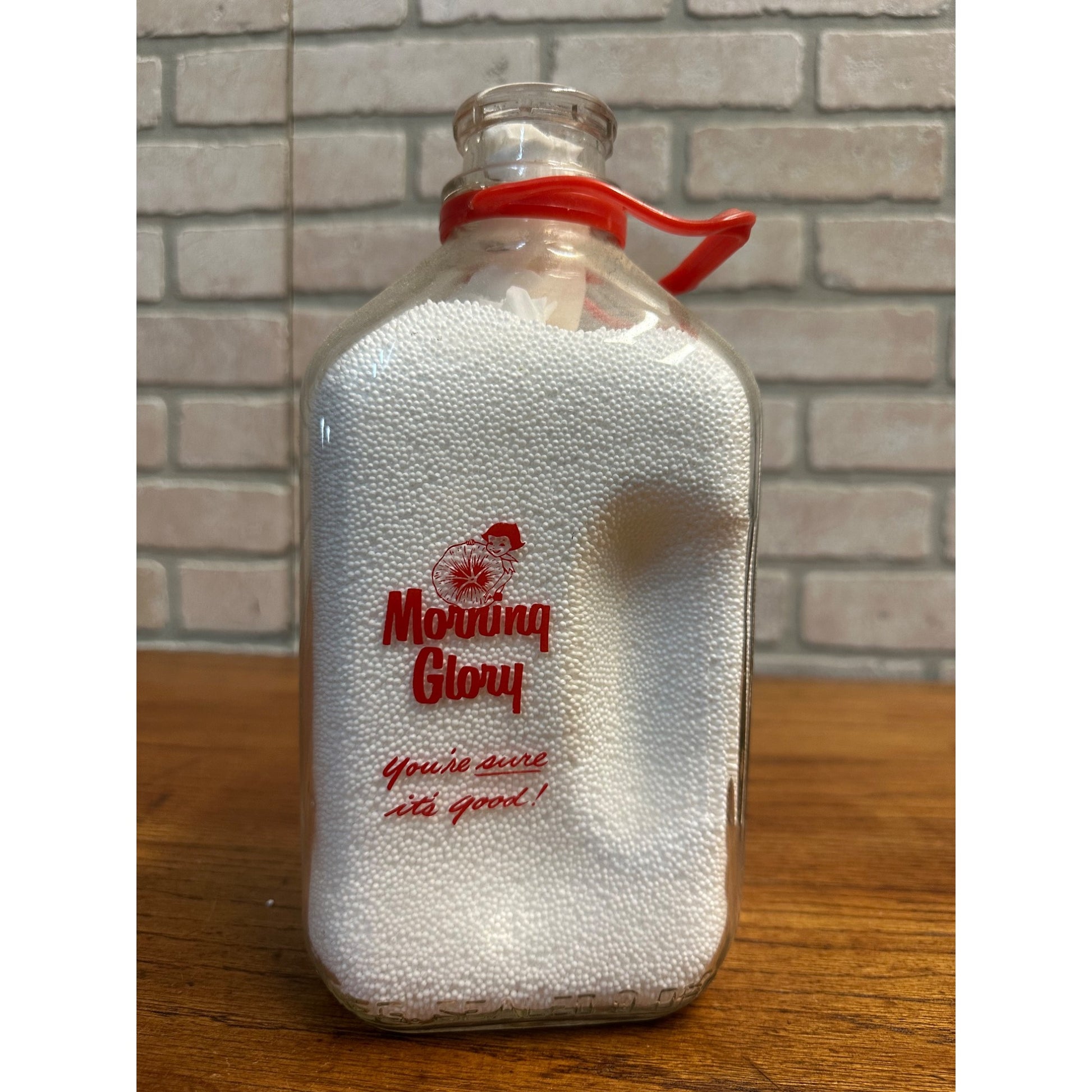 Vintage 1950s Morning Glory Dairy Milk Half Gallon Glass Bottle Advertising Wisconsin