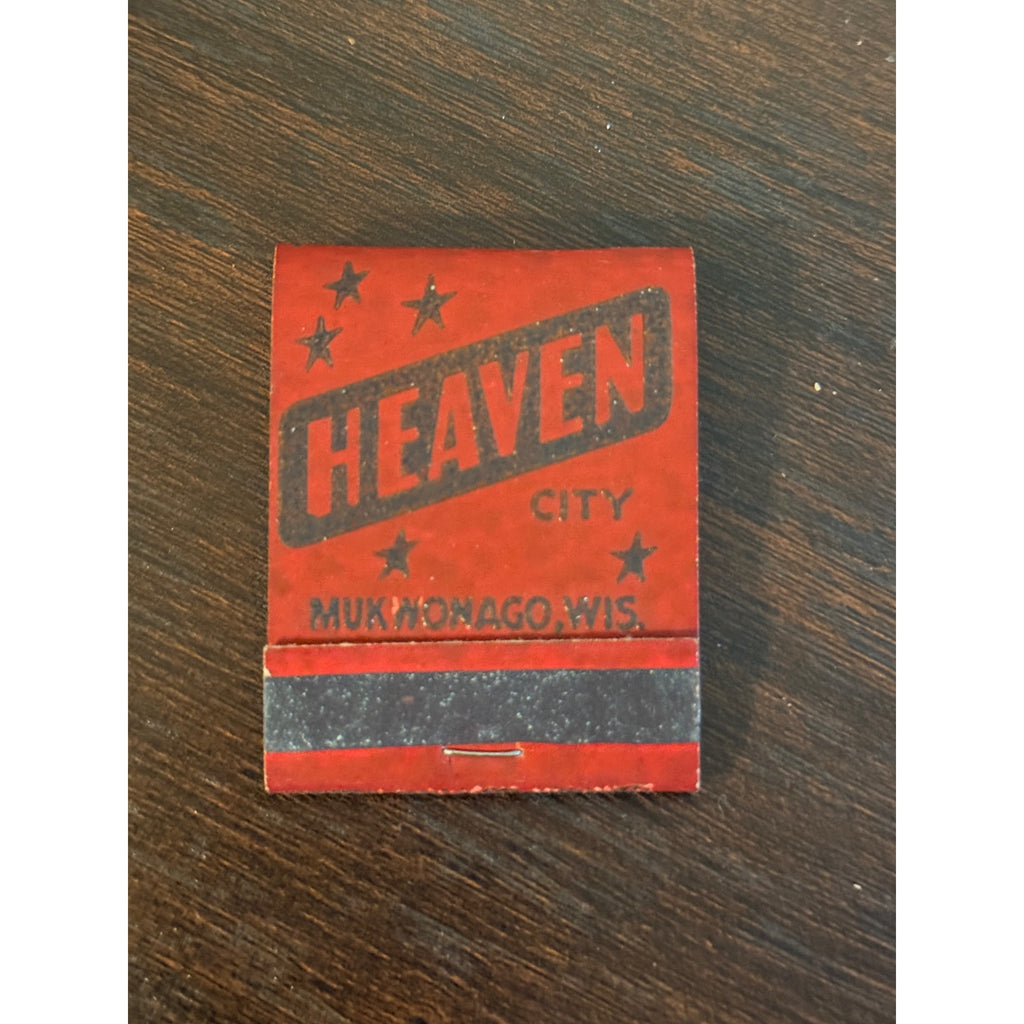Vintage Heaven City Mukwonago Hotel Wis Wisconsin UNSTRUCK Matchbook FULL