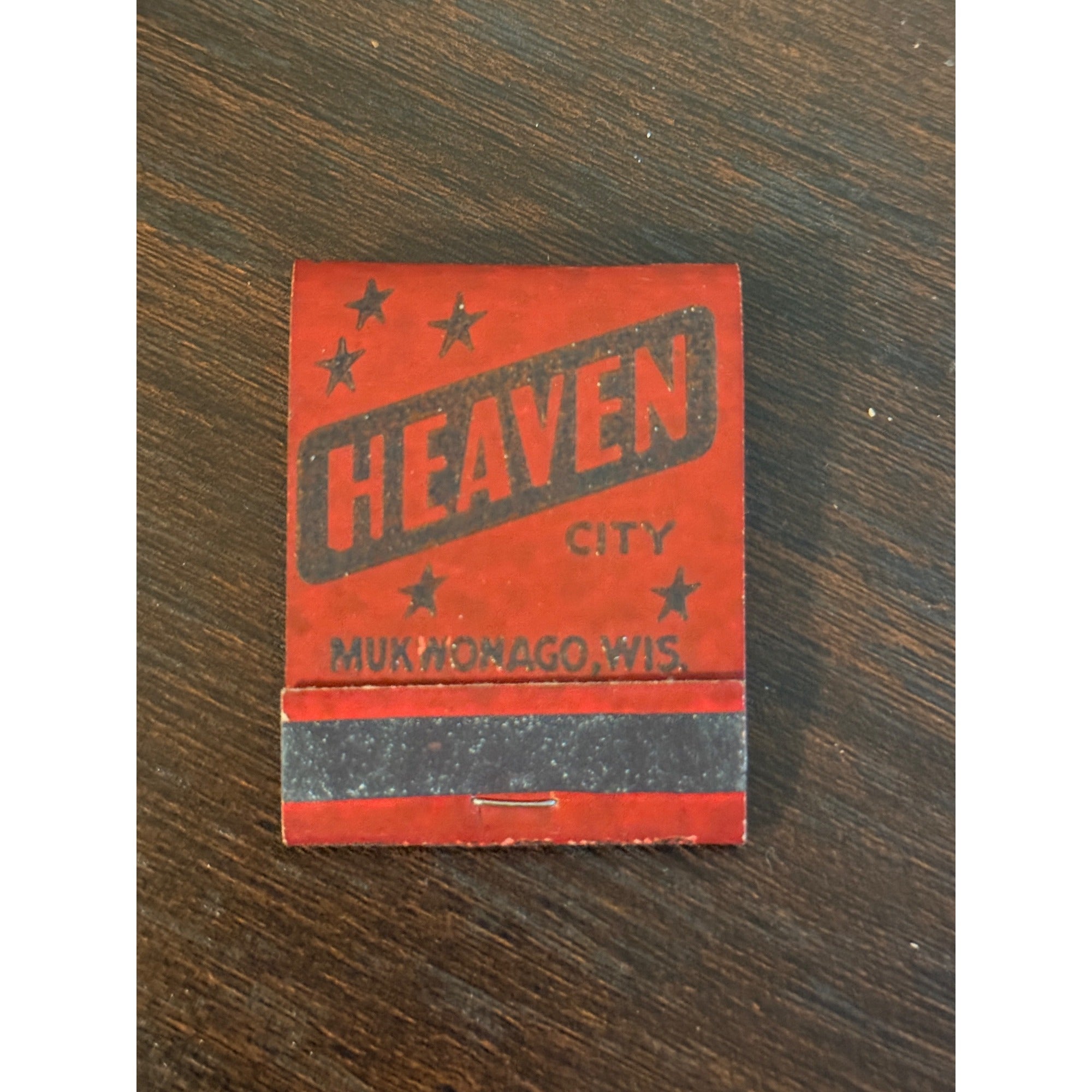 Vintage Heaven City Mukwonago Hotel Wis Wisconsin UNSTRUCK Matchbook FULL