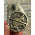 Original Superb Navajo "No Bull" Sterling Silver Bolo Tie Black Oynx Signed