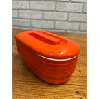 Vintage Hall China Westinghouse Refrigerator Orange Ceramic Covered Dish W/Lid