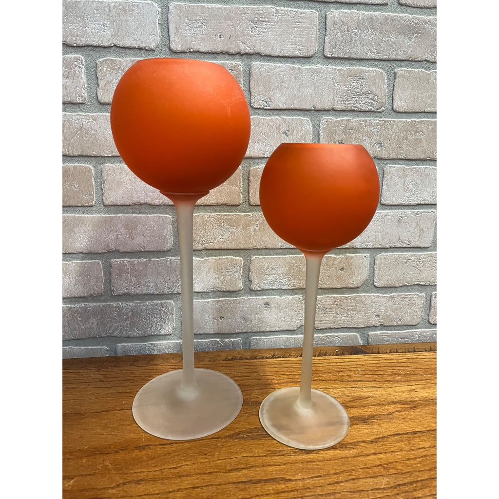Vintage 1960’s MCM Moretti Rosenthal Netter Satan Red Frosted Glass Vases Murano