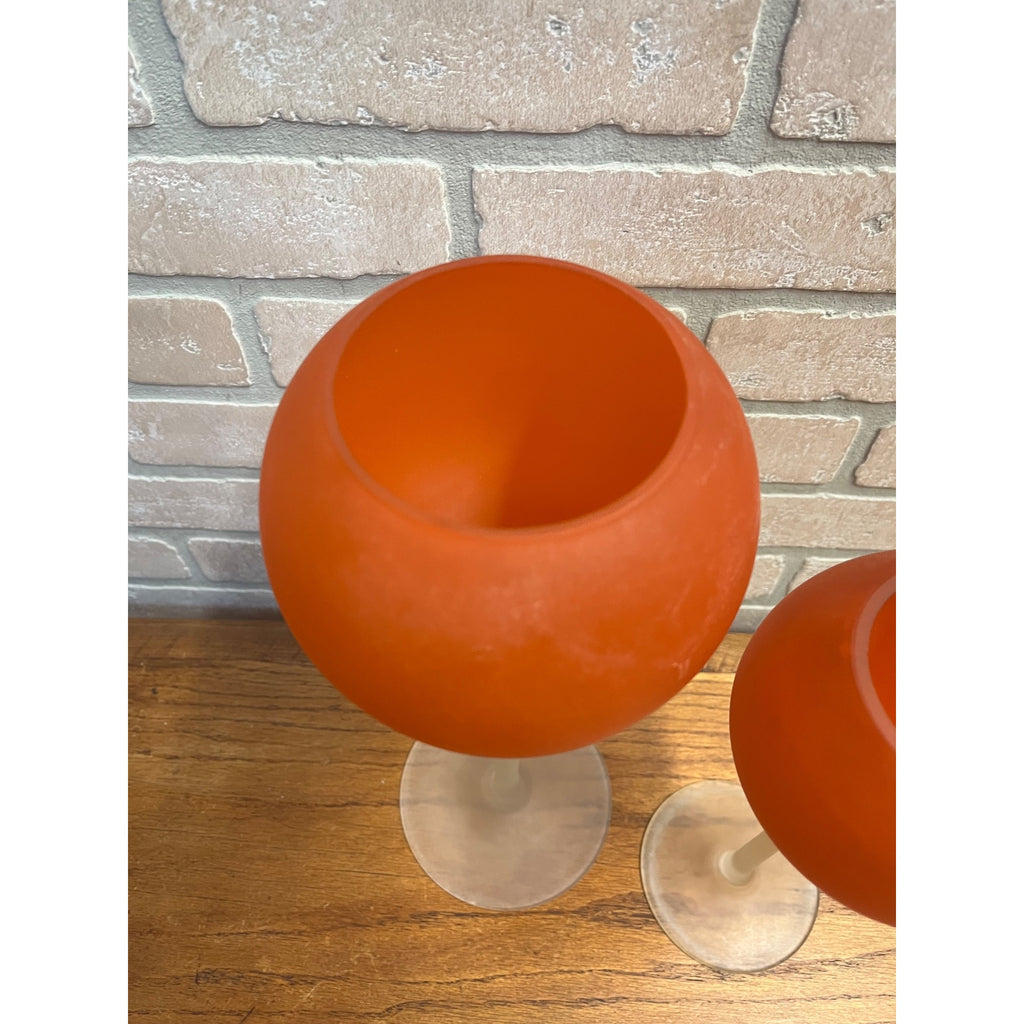 Vintage 1960’s MCM Moretti Rosenthal Netter Satan Red Frosted Glass Vases Murano