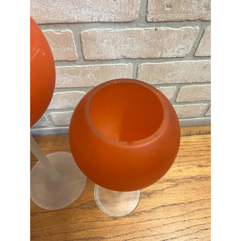 Vintage 1960’s MCM Moretti Rosenthal Netter Satan Red Frosted Glass Vases Murano