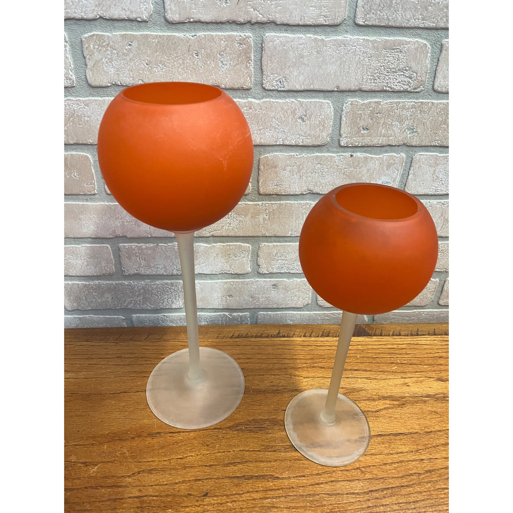 Vintage 1960’s MCM Moretti Rosenthal Netter Satan Red Frosted Glass Vases Murano
