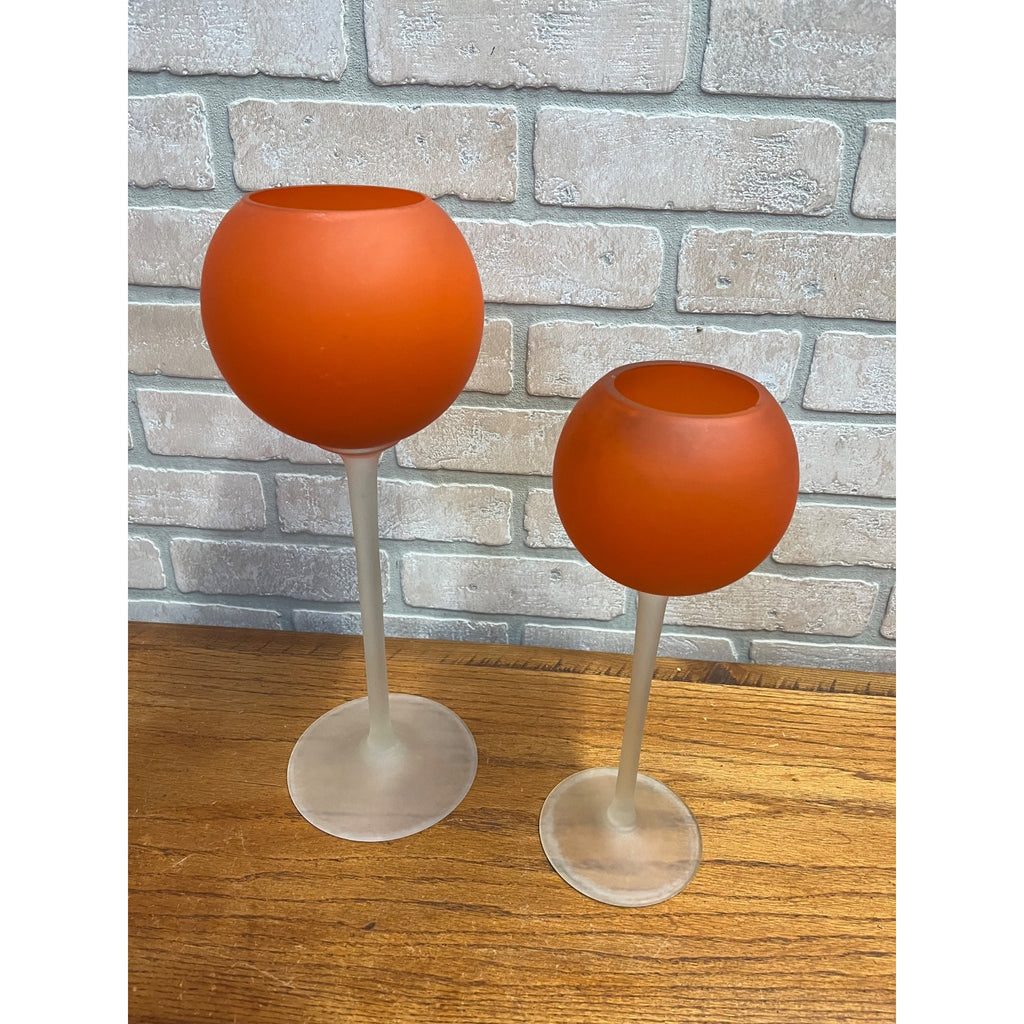 Vintage 1960’s MCM Moretti Rosenthal Netter Satan Red Frosted Glass Vases Murano