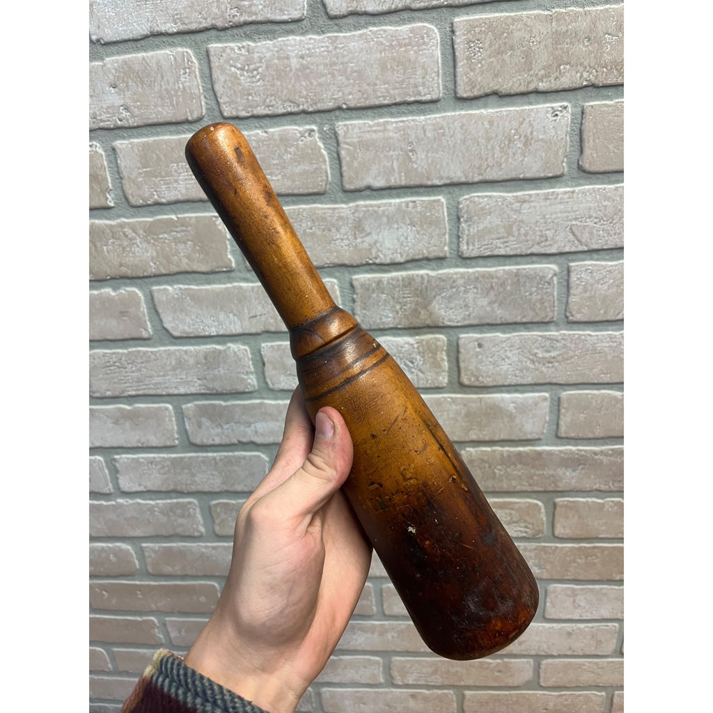 Antique Primitive 19th c. Wooden Hand Carved Mortar & Pestle Apothecary Medicine