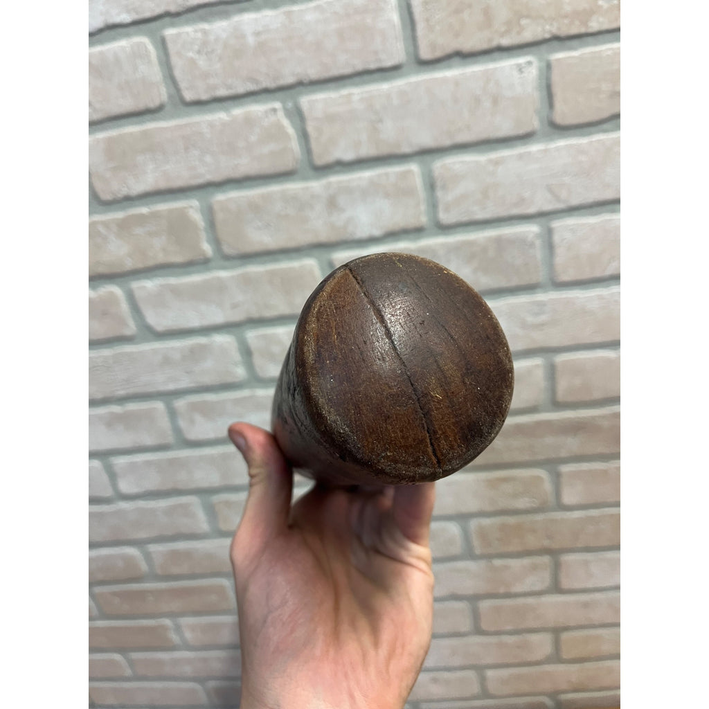 Antique Primitive 19th c. Wooden Hand Carved Mortar & Pestle Apothecary Medicine