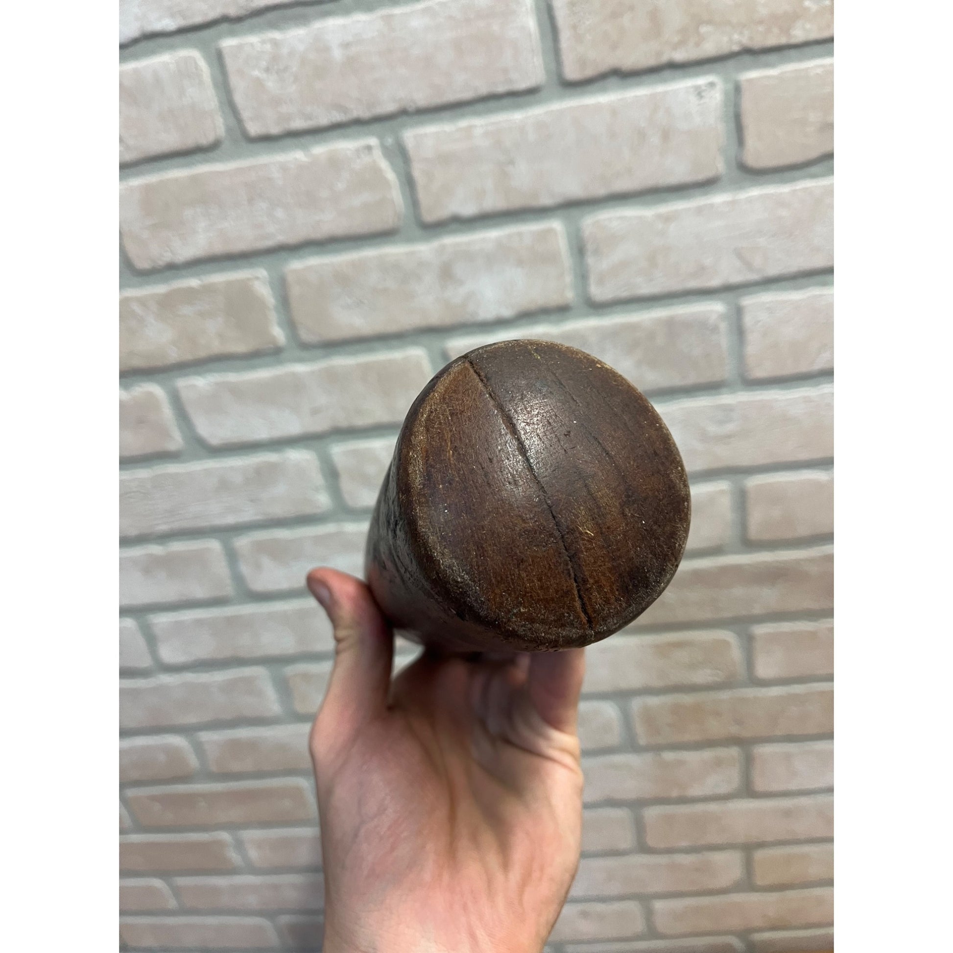 Antique Primitive 19th c. Wooden Hand Carved Mortar & Pestle Apothecary Medicine