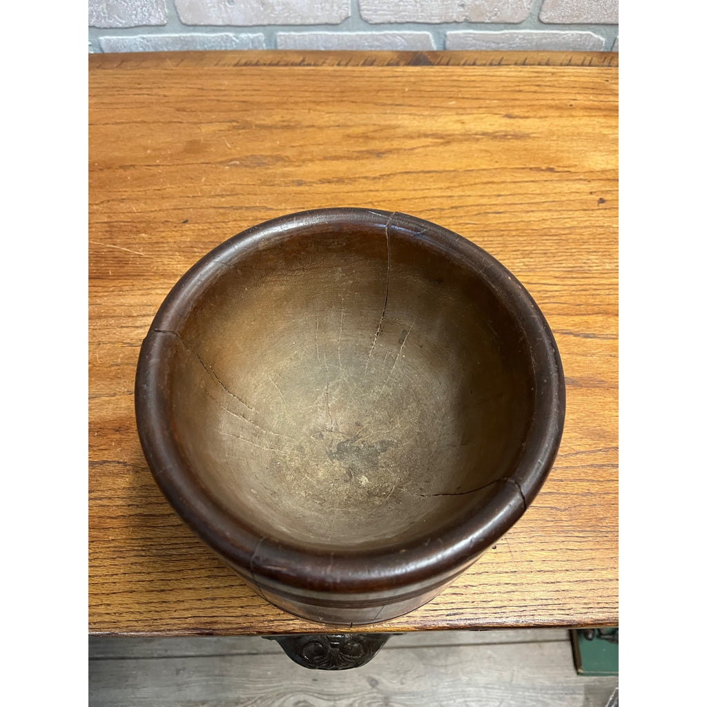 Antique Primitive 19th c. Wooden Hand Carved Mortar & Pestle Apothecary Medicine