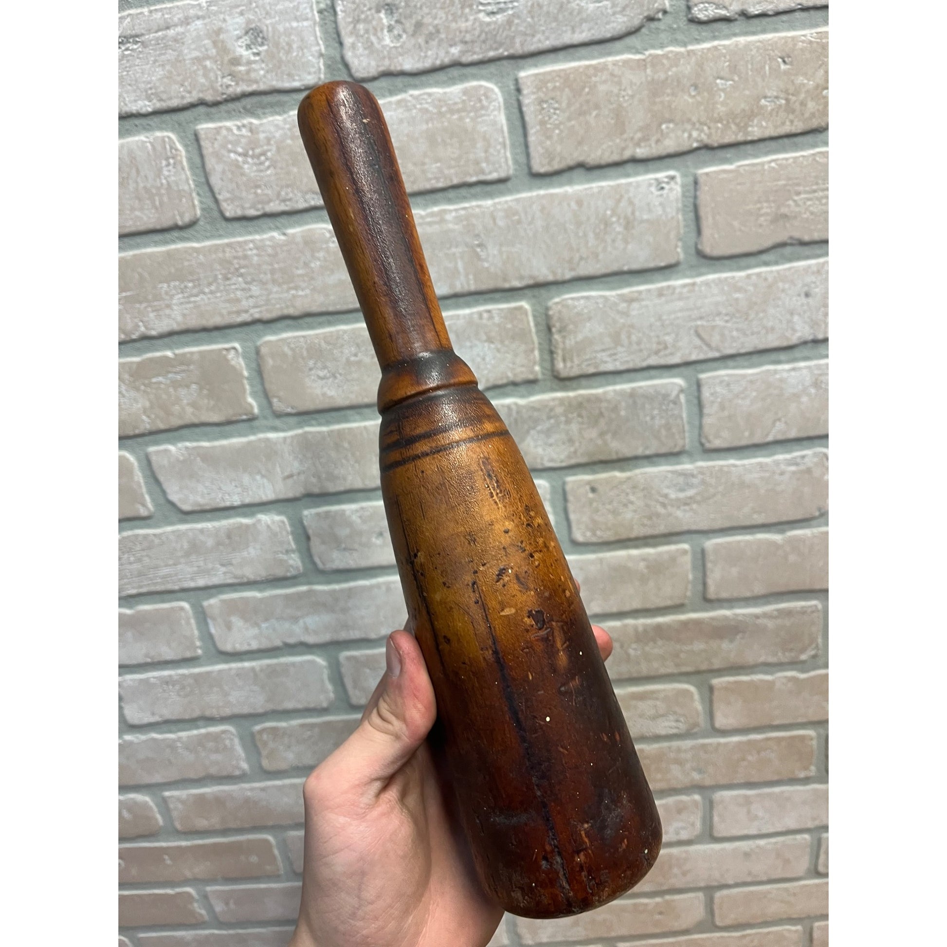 Antique Primitive 19th c. Wooden Hand Carved Mortar & Pestle Apothecary Medicine