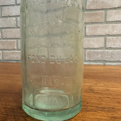 Vintage H. Nehring & Sons Fond du Lac Glass Soda Bottle 1pt 12oz