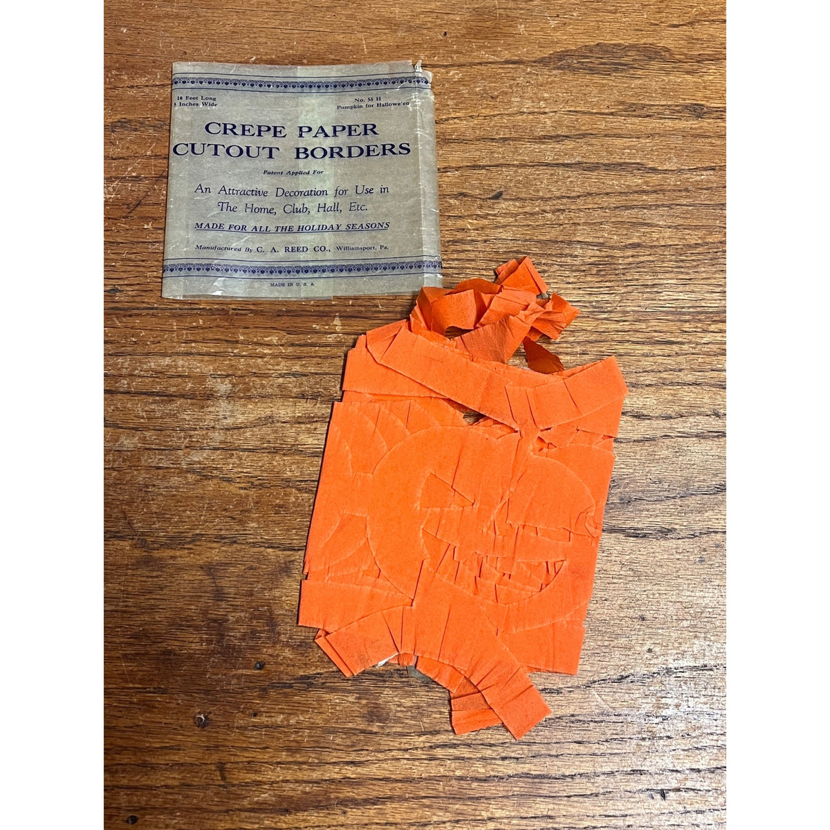 Vintage 1930s Halloween JOL Pumpkin Jack o'Lantern Paper Cutout Border C.A. Reed