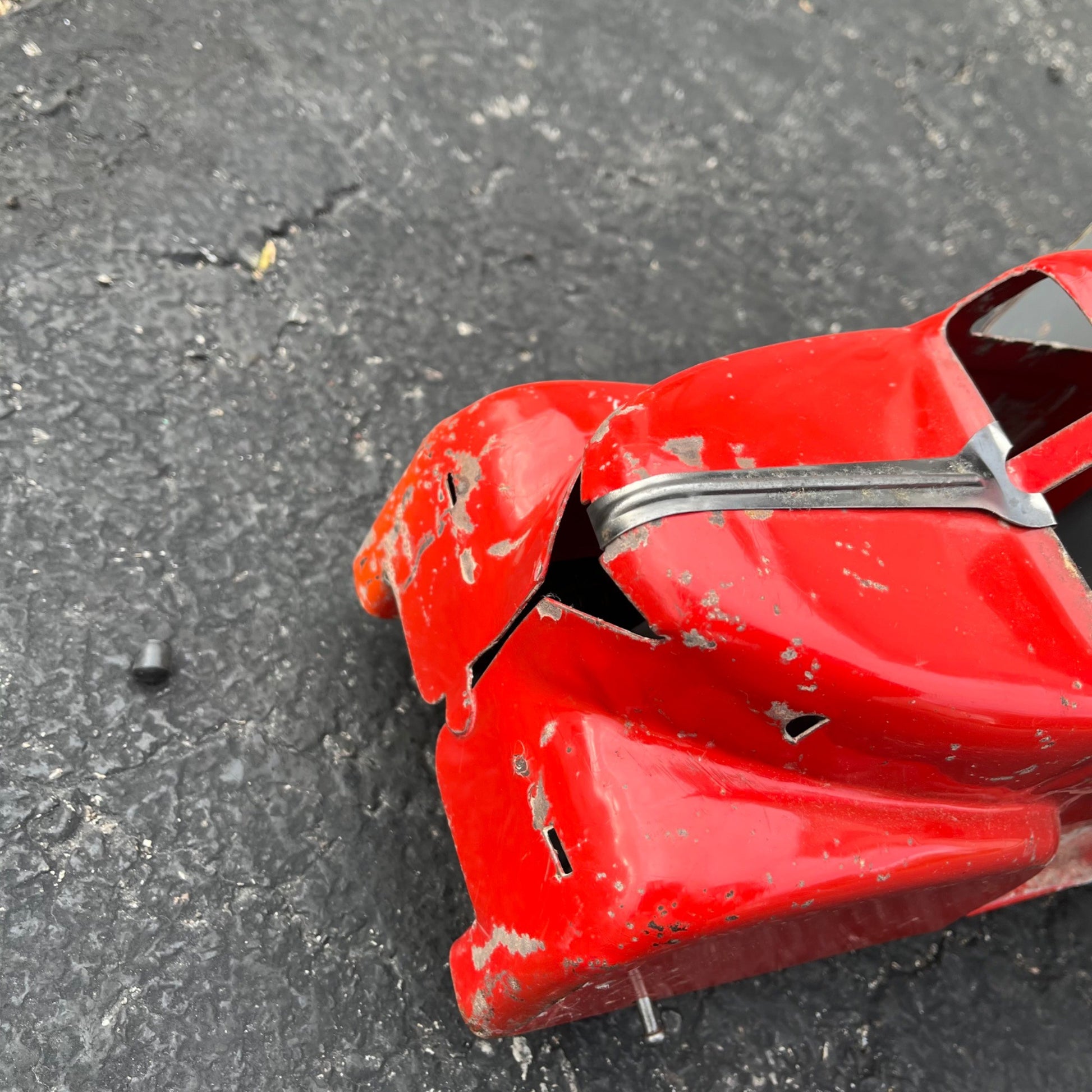 Vintage Marx Lumar Construction Gray & Red Dump Truck Pressed Steel Toy