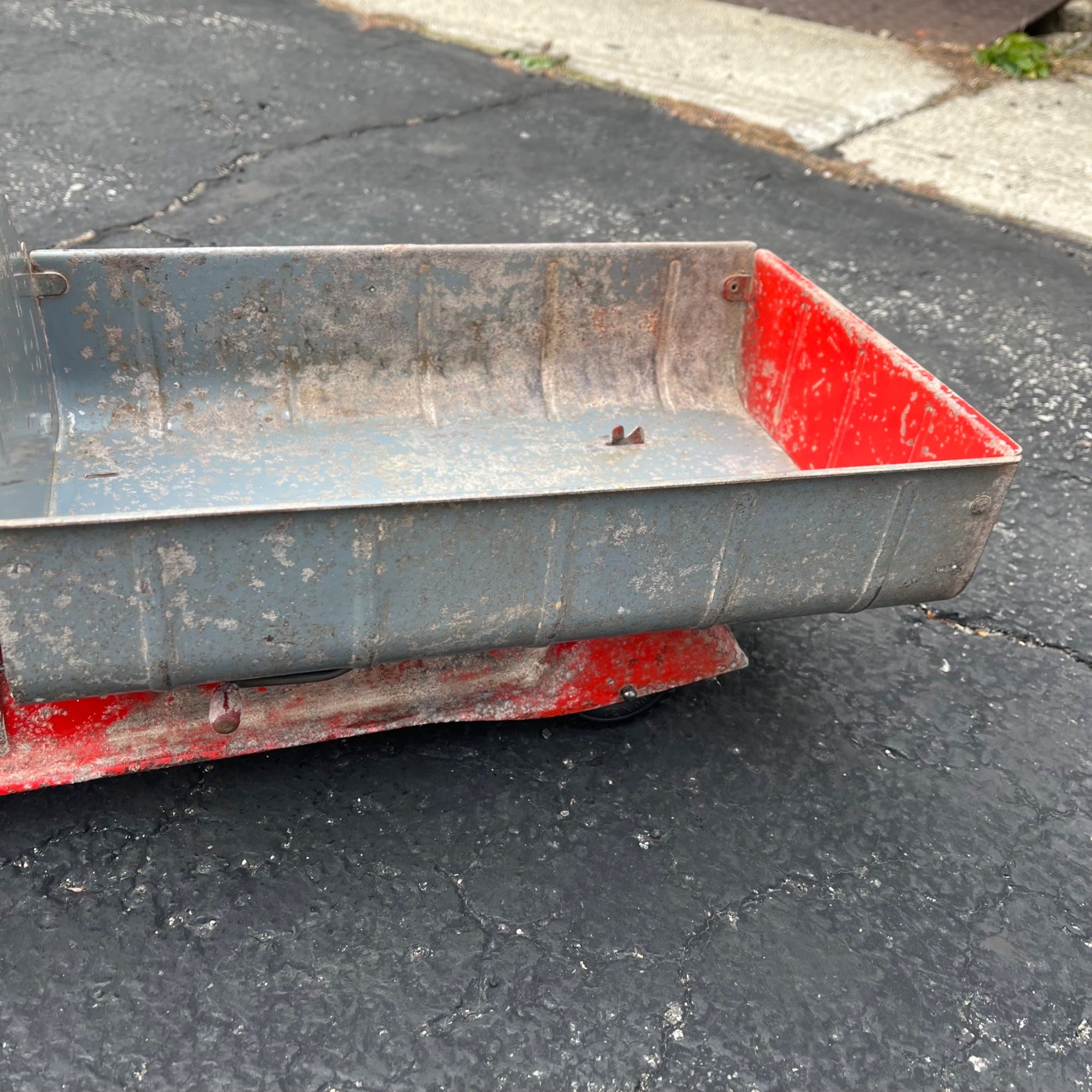 Vintage Marx Lumar Construction Gray & Red Dump Truck Pressed Steel Toy