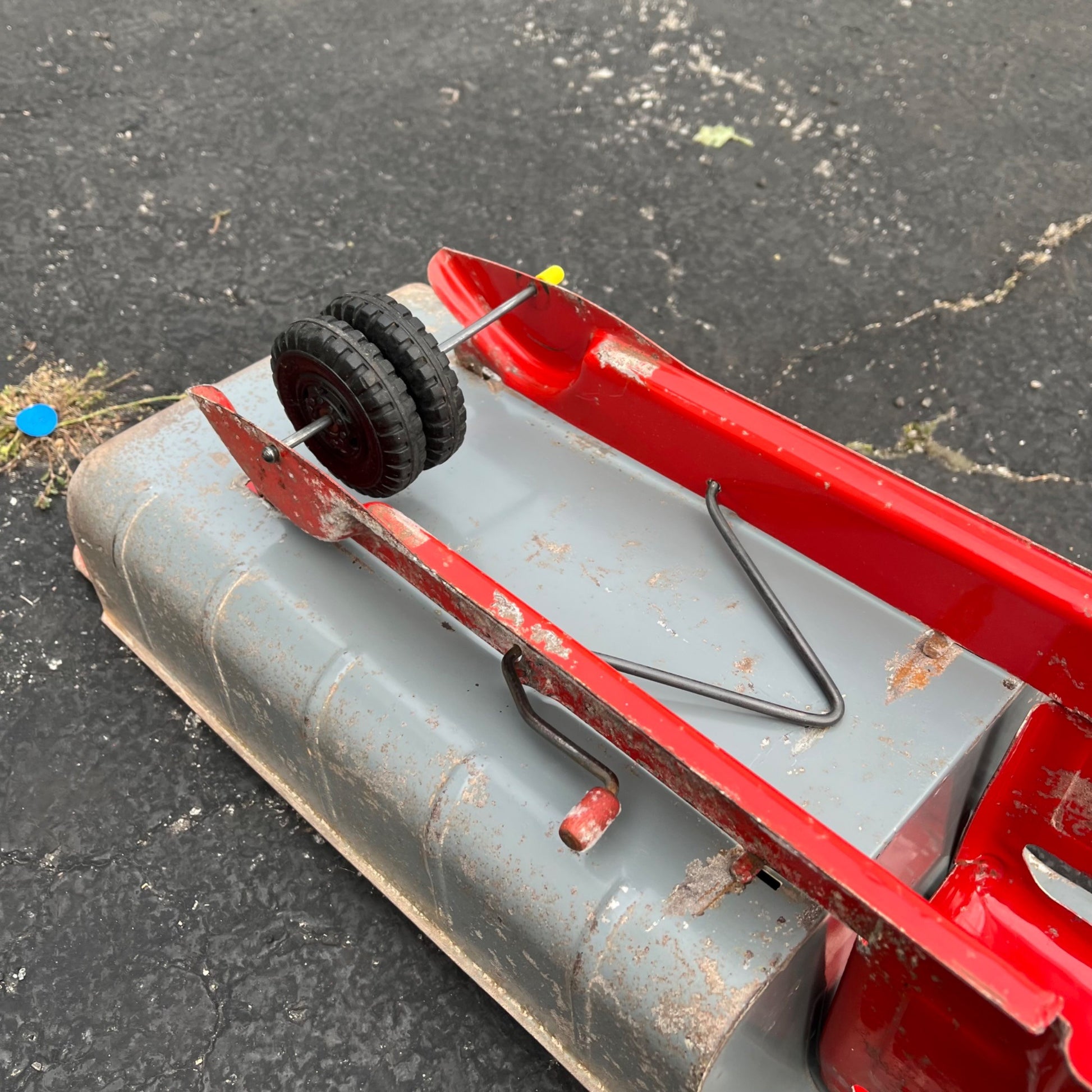 Vintage Marx Lumar Construction Gray & Red Dump Truck Pressed Steel Toy