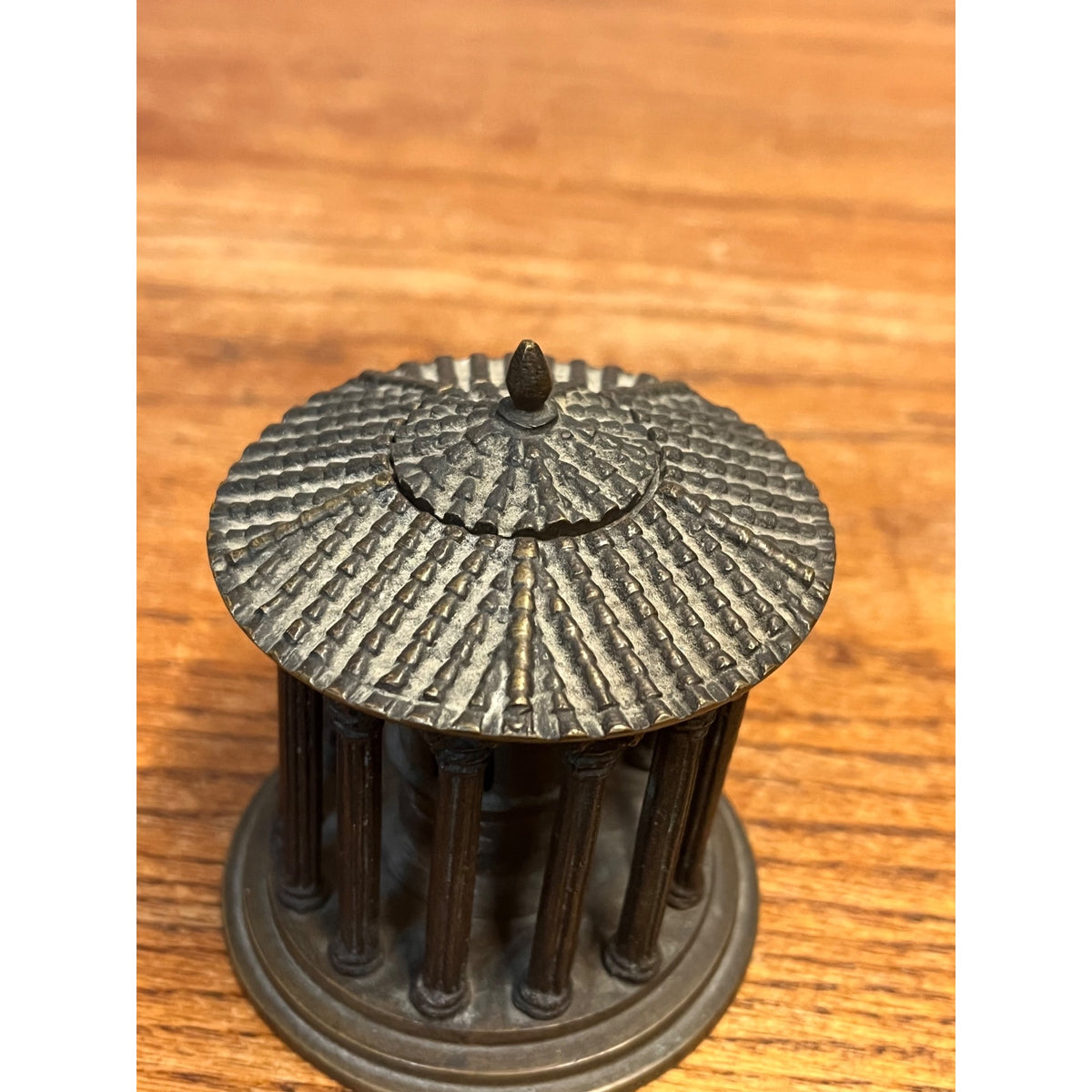 RARE Antique 19th c. Grand Tour Bronze Inkwell of The Temple of Hercules Rome