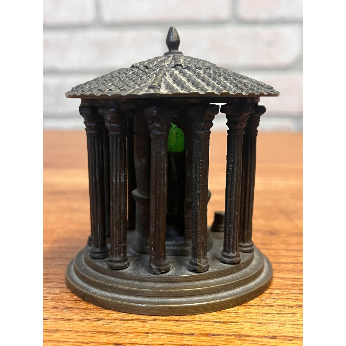 RARE Antique 19th c. Grand Tour Bronze Inkwell of The Temple of Hercules Rome