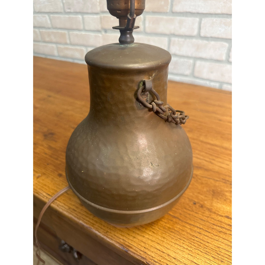 Vintage Arts & Crafts Hammered Copper & Iron Chain Table Lamp Mission