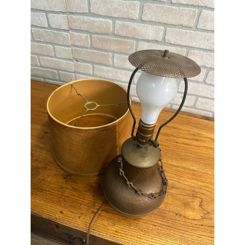 Vintage Arts & Crafts Hammered Copper & Iron Chain Table Lamp Mission