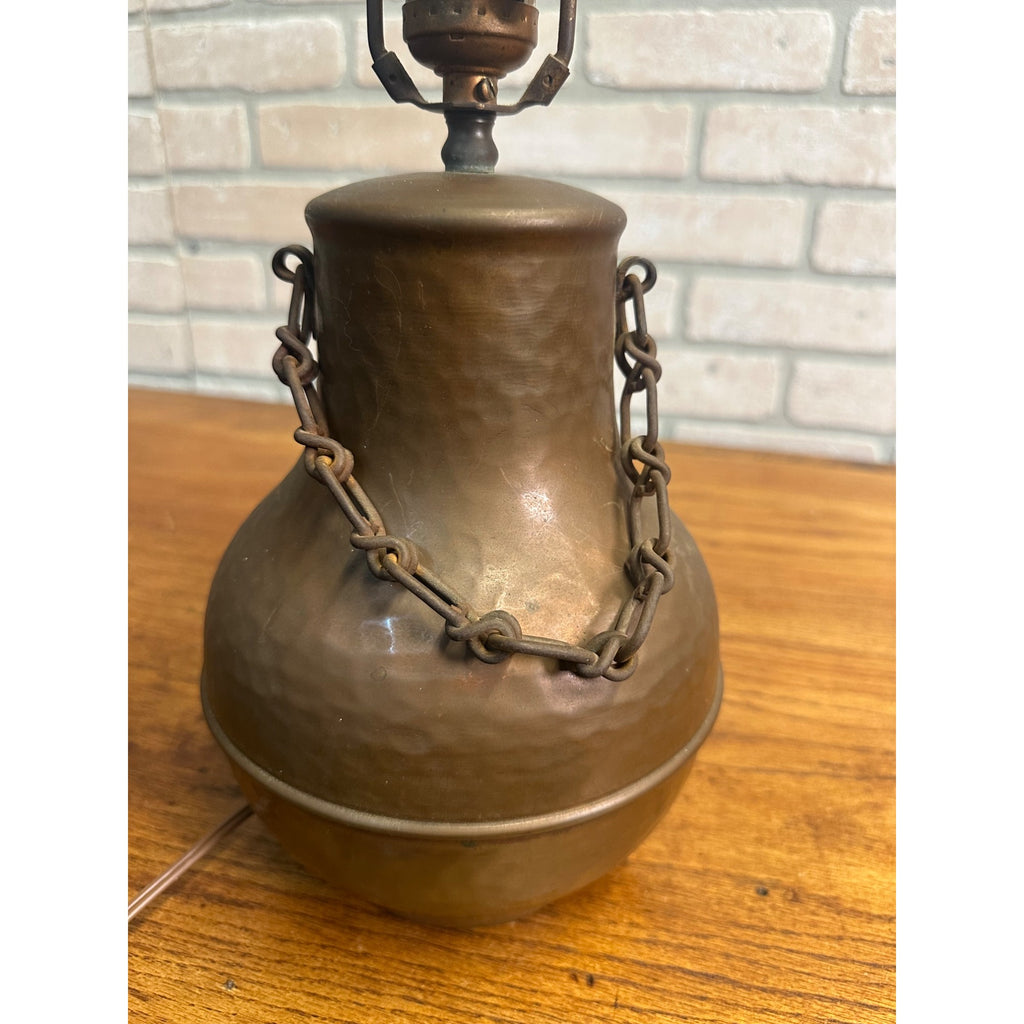 Vintage Arts & Crafts Hammered Copper & Iron Chain Table Lamp Mission