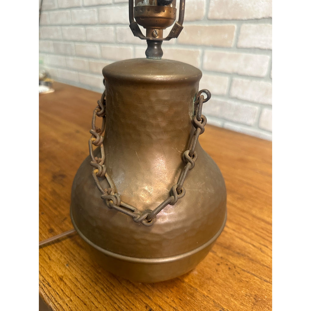 Vintage Arts & Crafts Hammered Copper & Iron Chain Table Lamp Mission