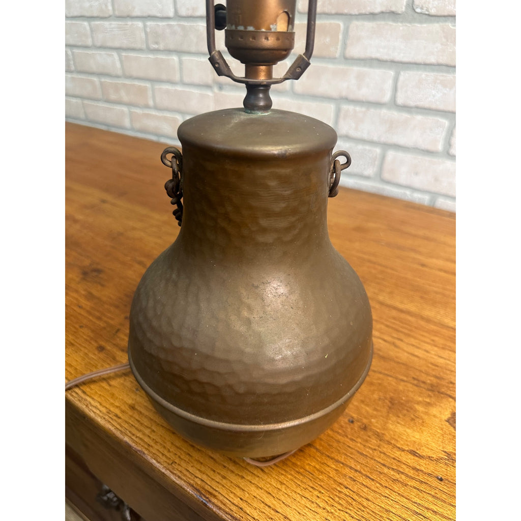 Vintage Arts & Crafts Hammered Copper & Iron Chain Table Lamp Mission