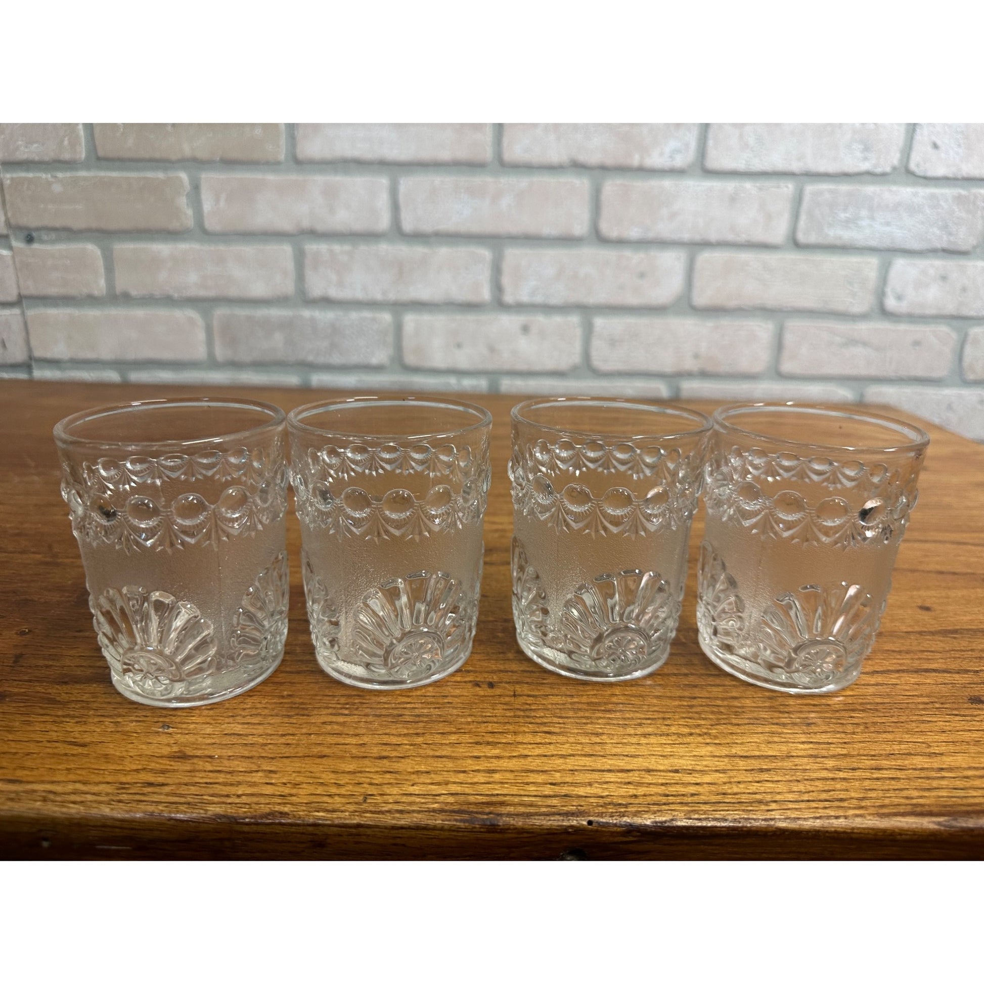 Set (4) EAPG Westmoreland Specialty Shell and Jewel Glass Tumblers C.1893