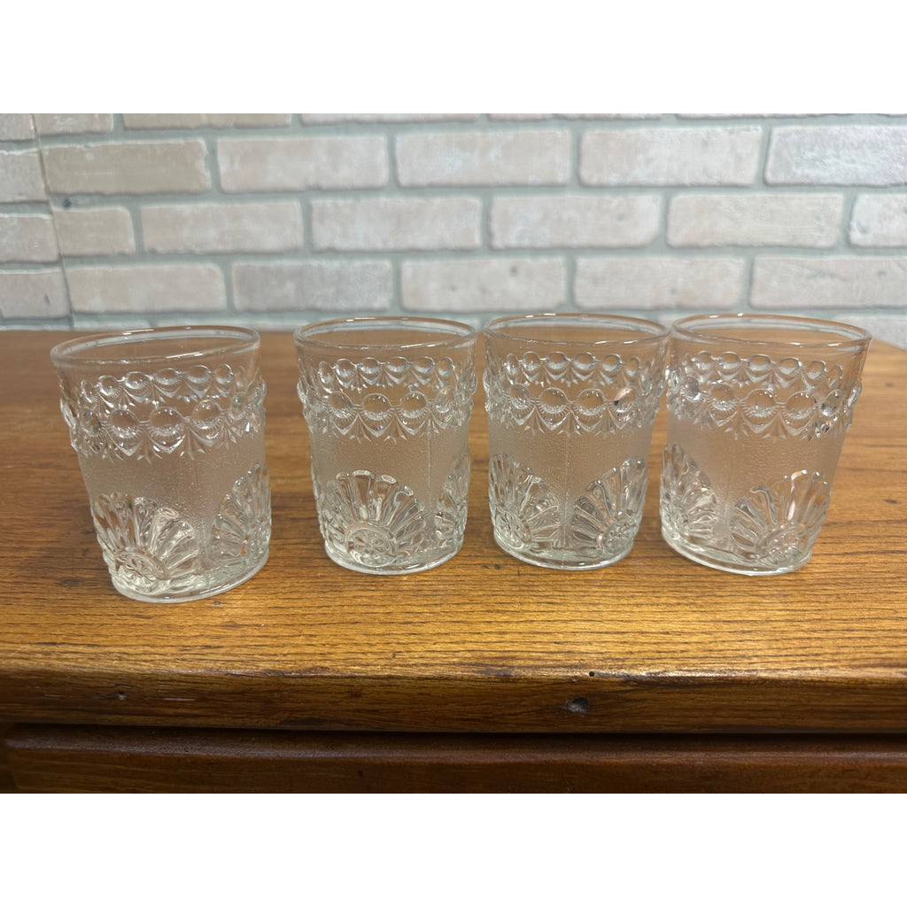 Set (4) EAPG Westmoreland Specialty Shell and Jewel Glass Tumblers C.1893