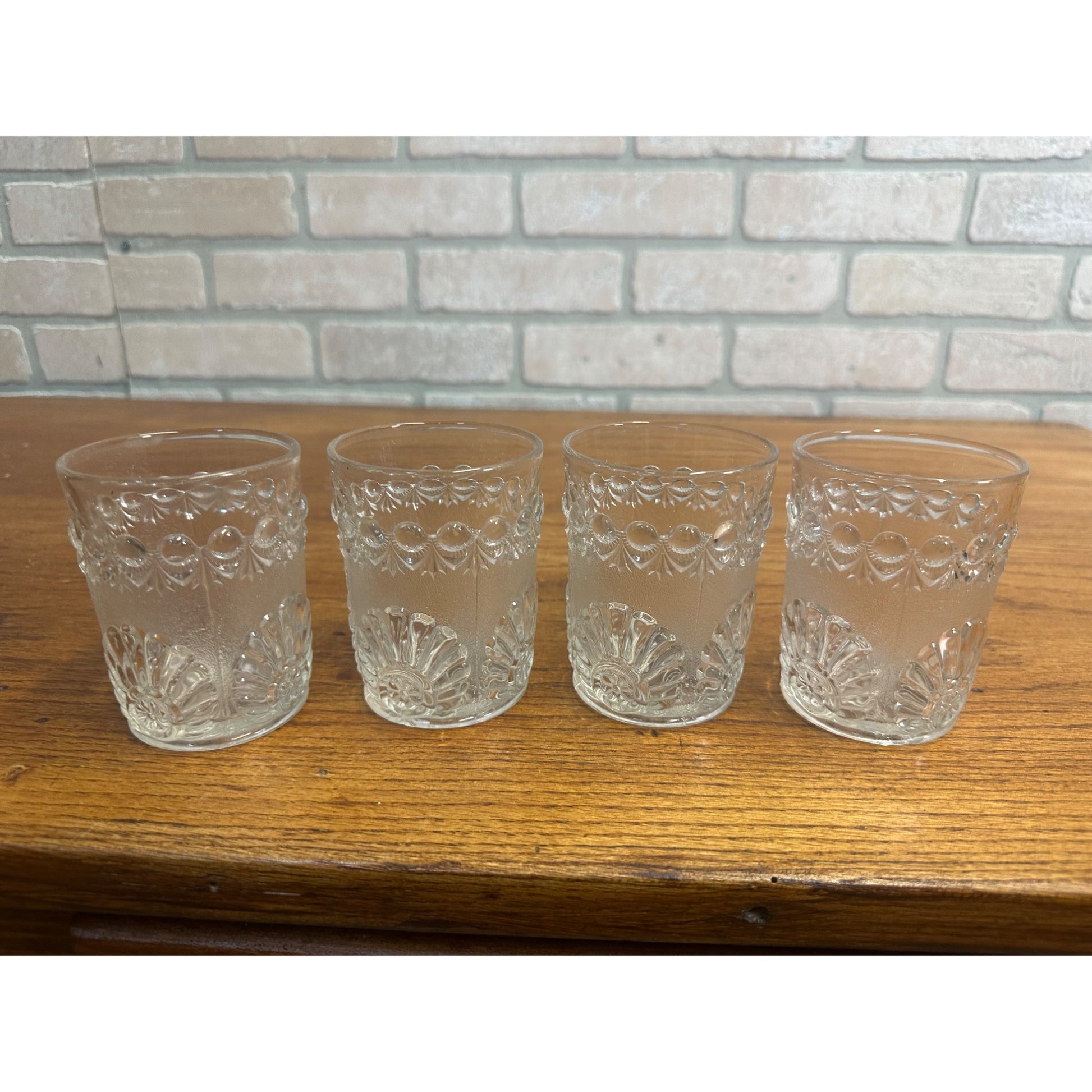 Set (4) EAPG Westmoreland Specialty Shell and Jewel Glass Tumblers C.1893