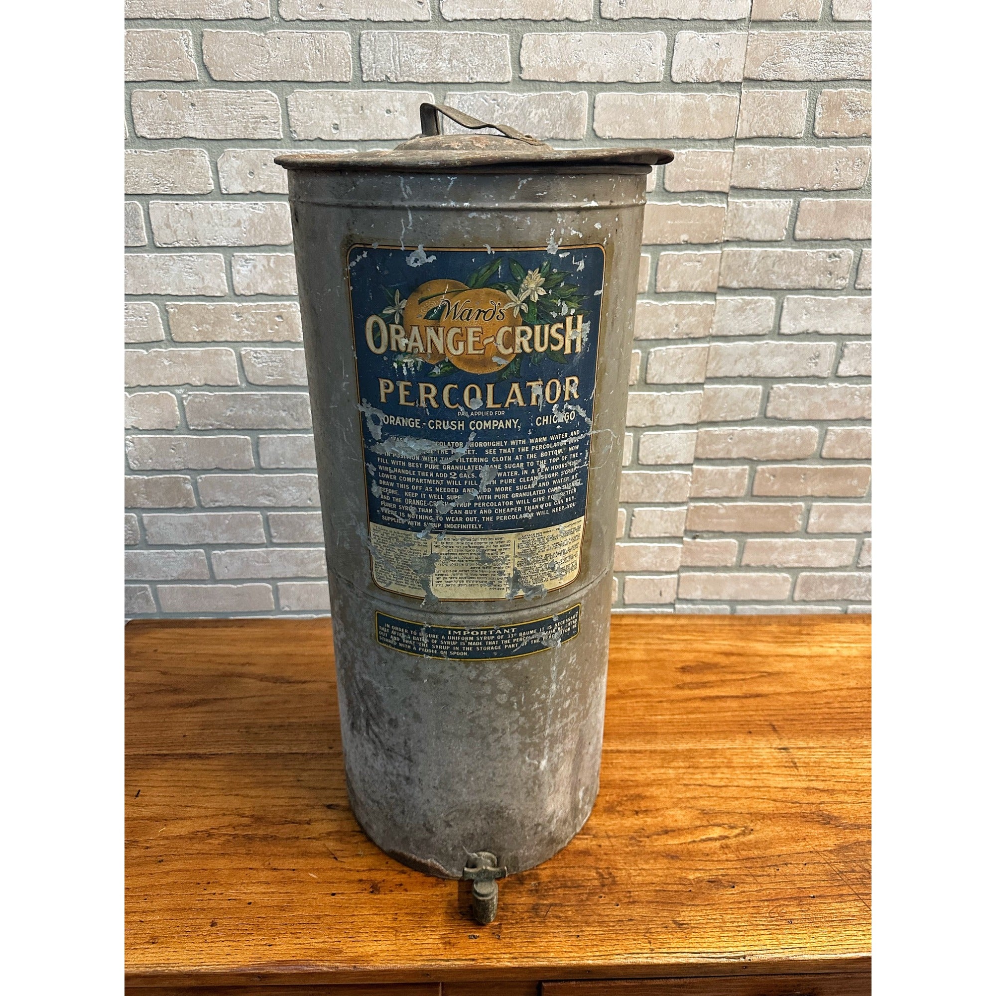 RARE Vintage Early 1900s Ward's Orange Crush Sugar Percolator General Store Sign