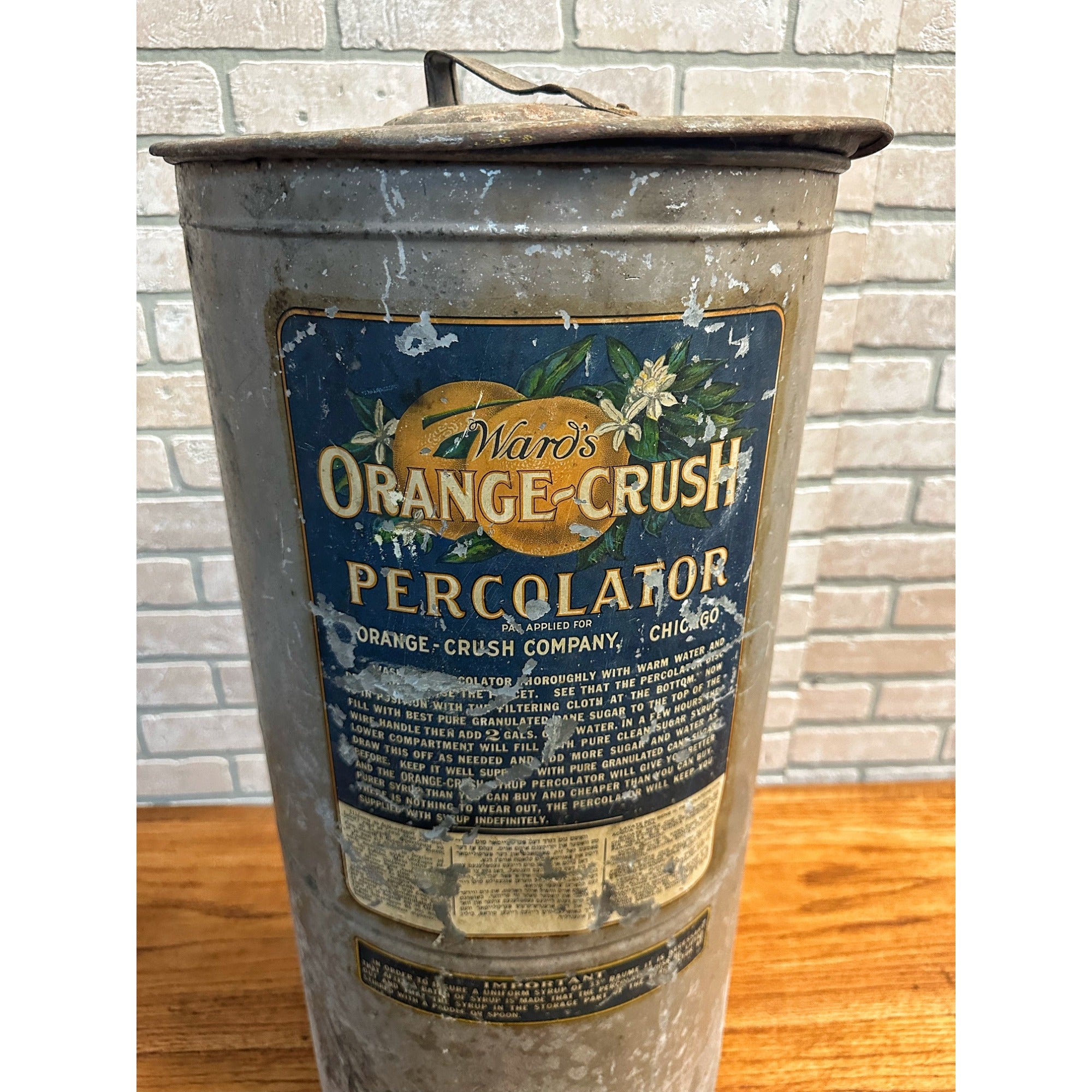 RARE Vintage Early 1900s Ward's Orange Crush Sugar Percolator General Store Sign