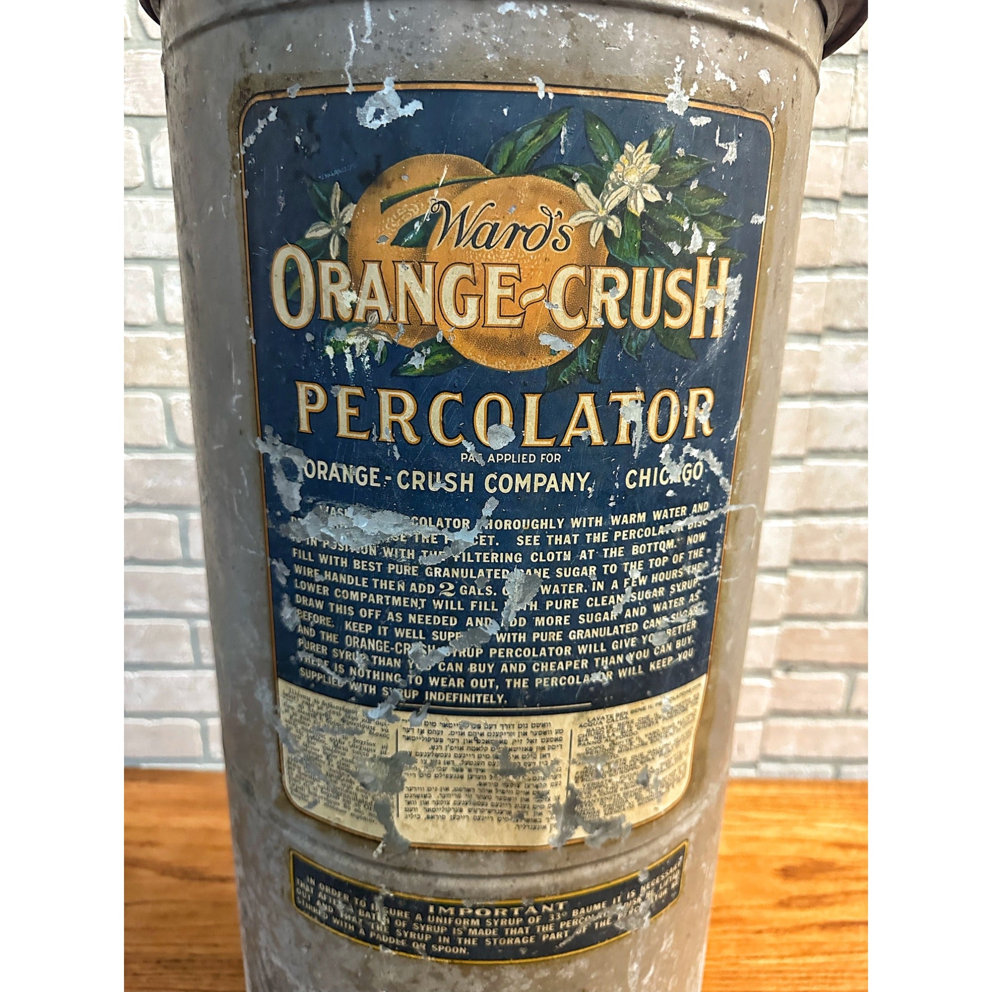 RARE Vintage Early 1900s Ward's Orange Crush Sugar Percolator General Store Sign