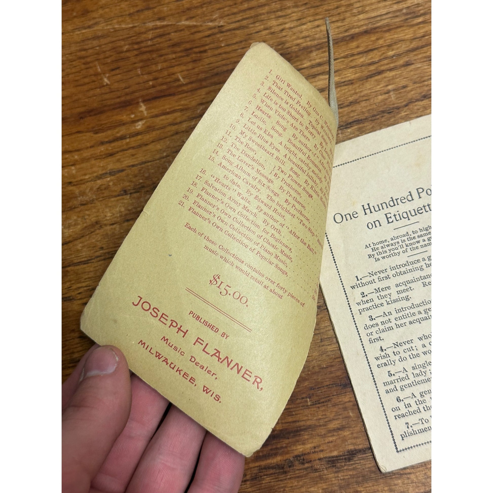 1890s Milwaukee Flanner's Music House Advertising Booklet Etiquette Wisconsin
