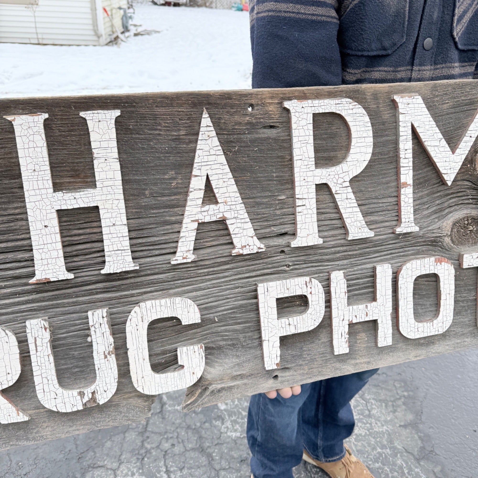 Vintage Pharmacy Drug Store Wooden Advertising Trade Sign Pharm Co Redgranite WI