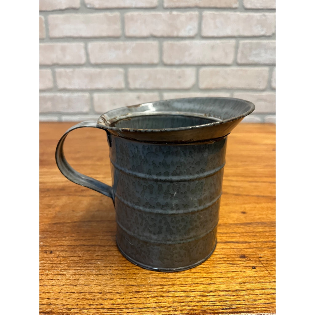 Antique Primitive Gray Enamel Graniteware Measure Grey Farmhouse Decor