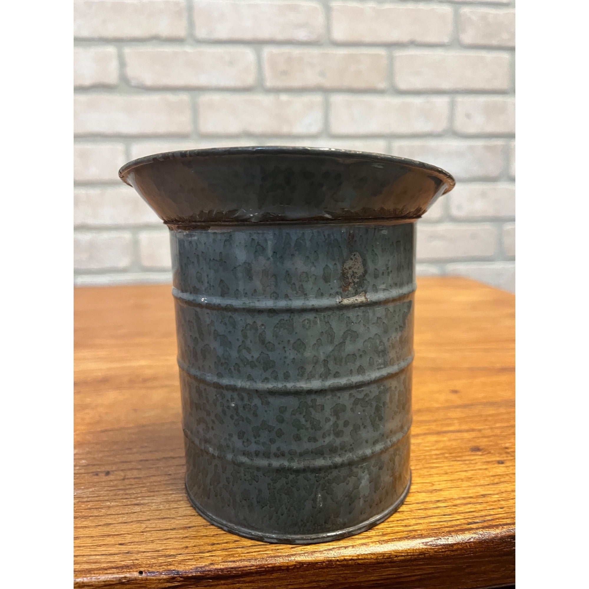 Antique Primitive Gray Enamel Graniteware Measure Grey Farmhouse Decor