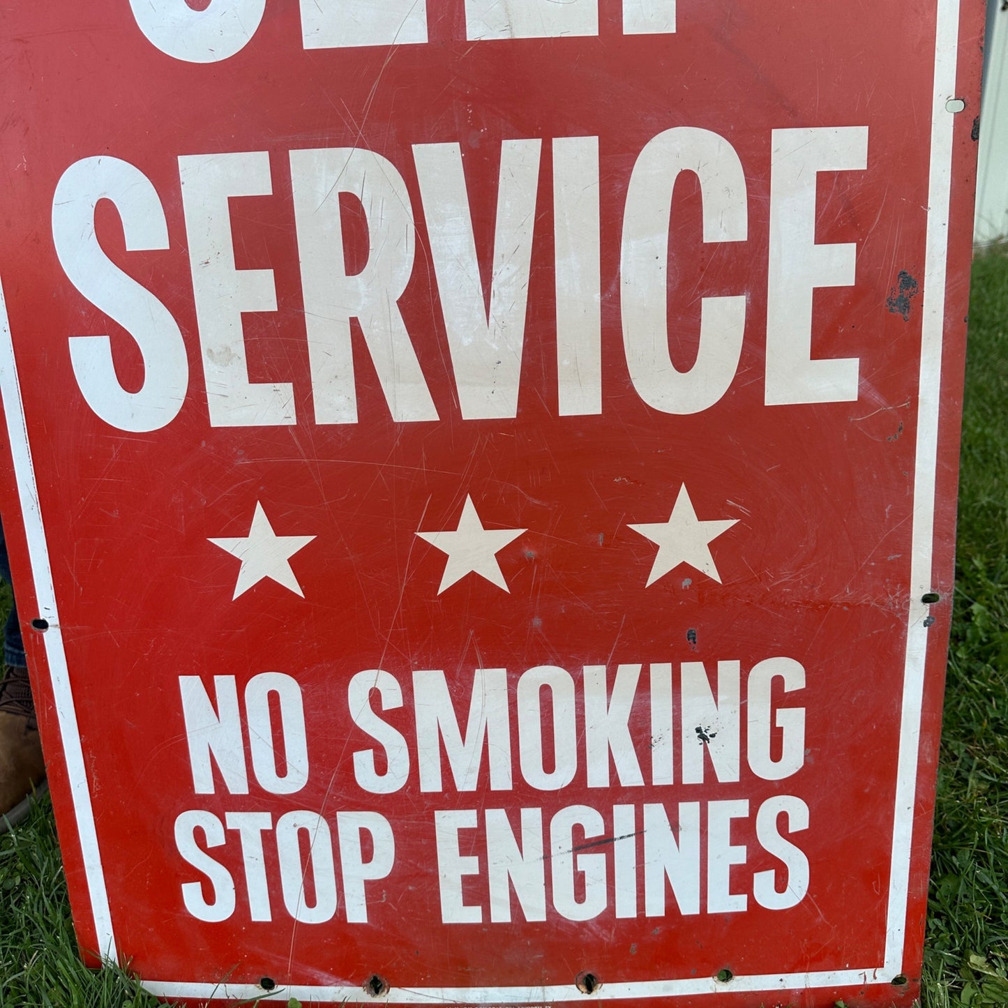 Original Self Service No Smoking Stop Engine Metal Sign Gas Service Station Red