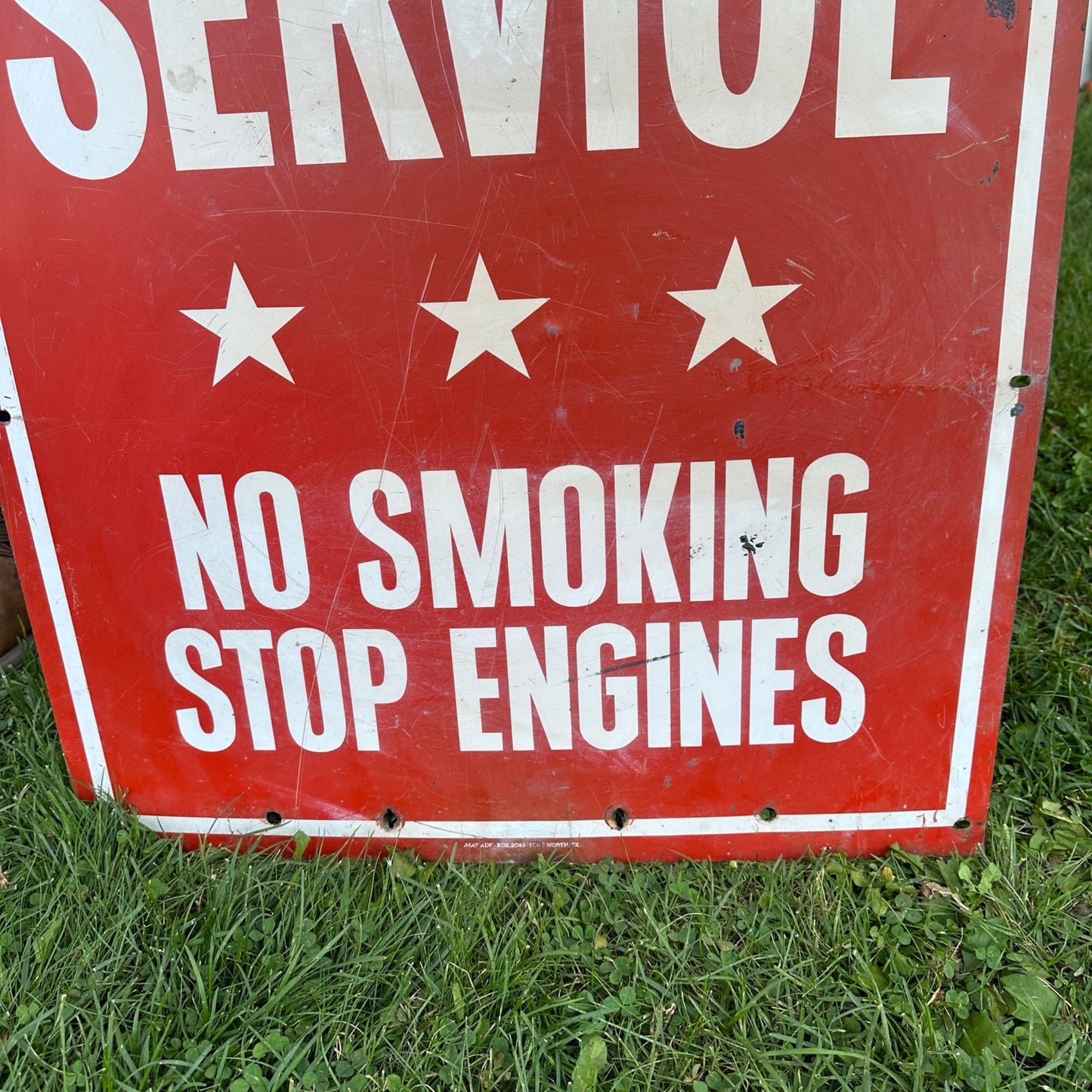 Original Self Service No Smoking Stop Engine Metal Sign Gas Service Station Red